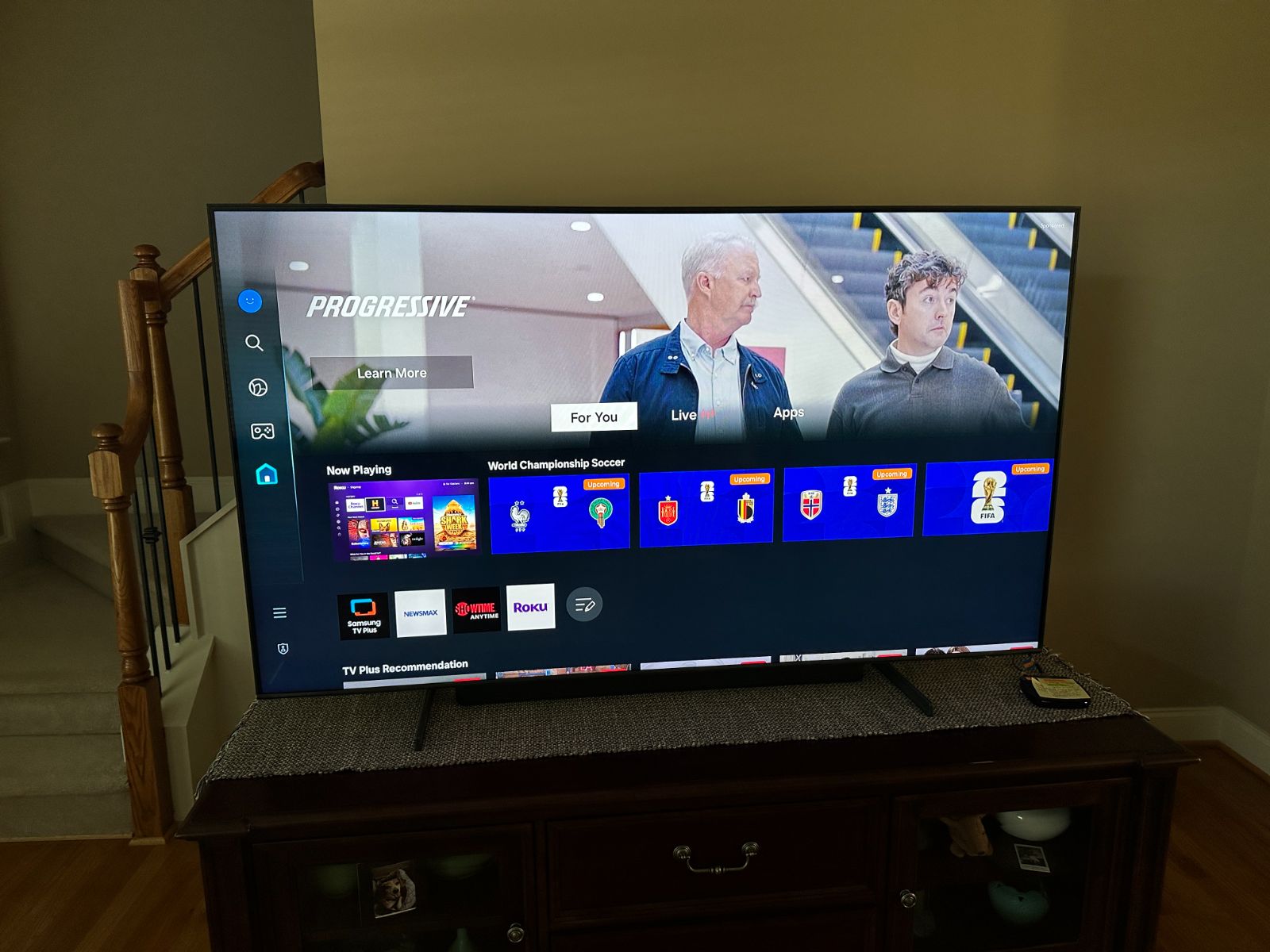 Repaired TV back up and running in a client's living room